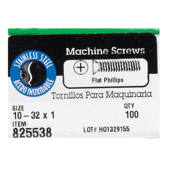 Hillman #10-32 x 1 in Phillips Flat Machine Screw, Stainless Steel, 100 PK 5015052 - main